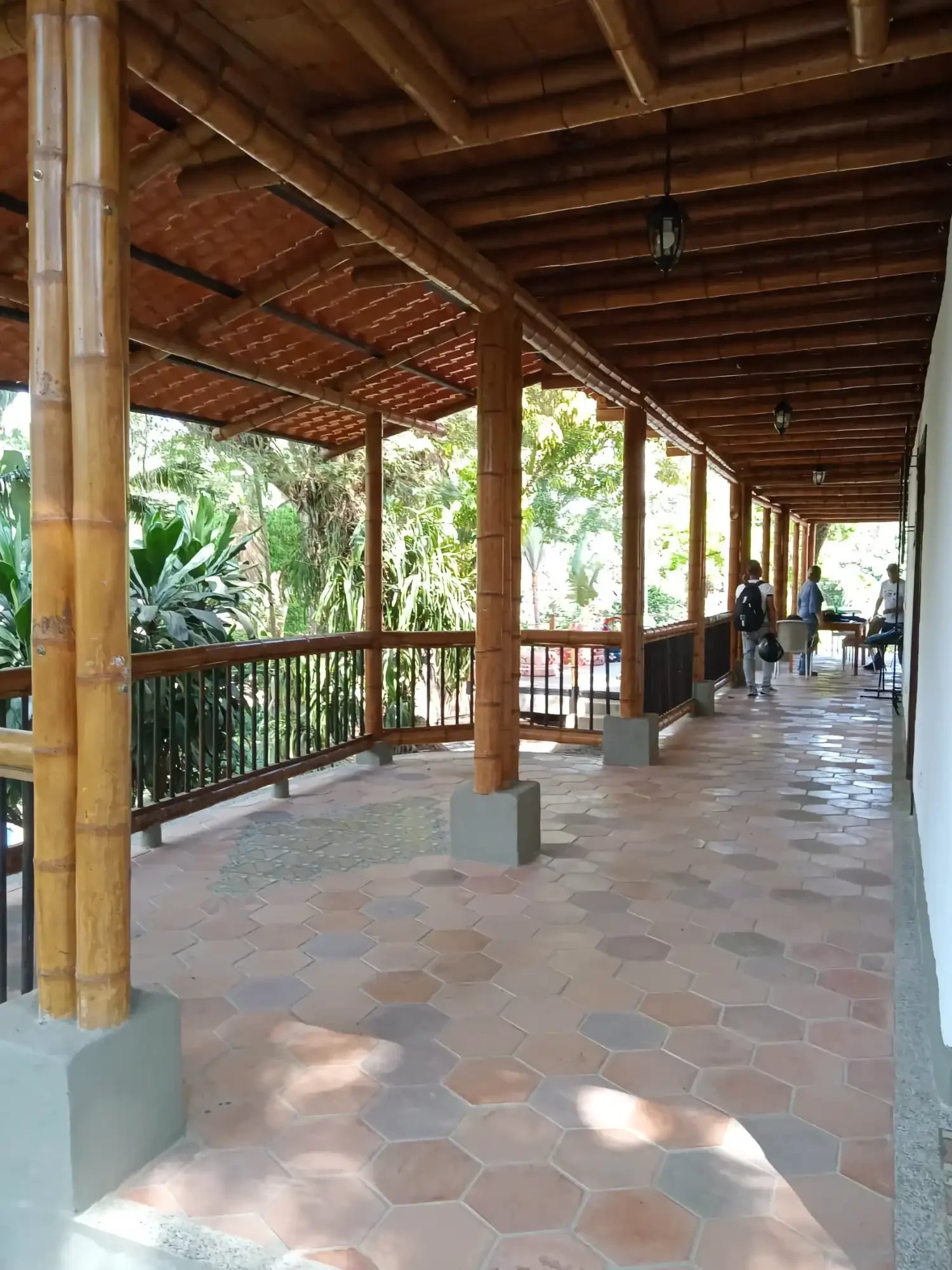 Corredor casa finca en bambú guadua